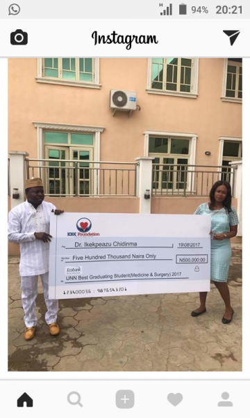 UNN Best Graduating Medical Student, Ikekpeazu Chidinma, Gets N500,000---www.connectnigeri.com
