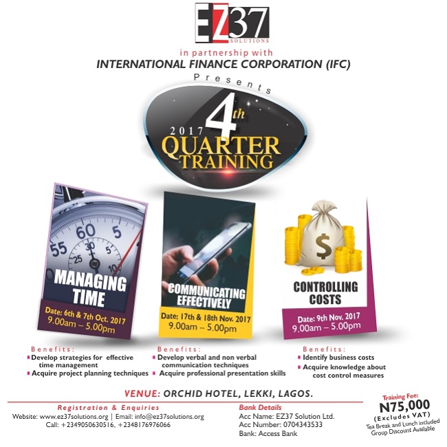 The International Finance Corporation's 2017 Q4 Training to Hold in October