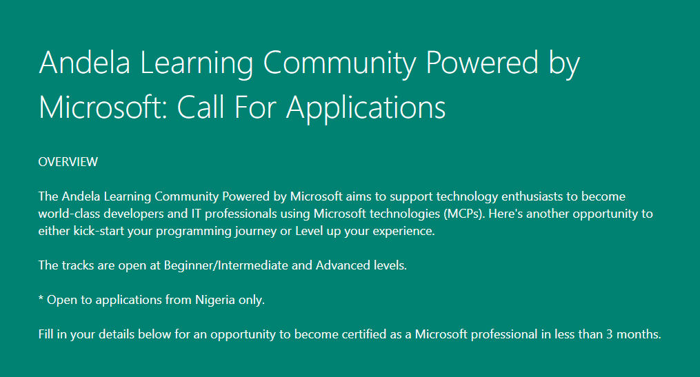Kickstart Your Coding Career with Andela Learning Community Powered by Microsoft