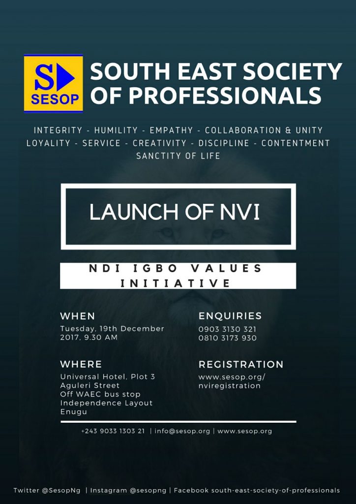 South East Society of Professionals Presents Launch of Ndi Igbo Values Initiative