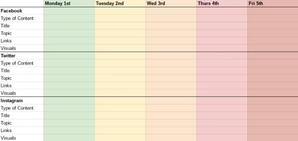 Social Media Content Calendar